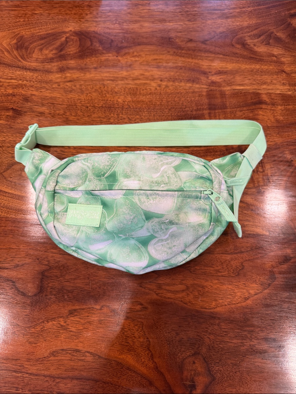 Jansport Mint Green Patterned Crossbody Waist Bag